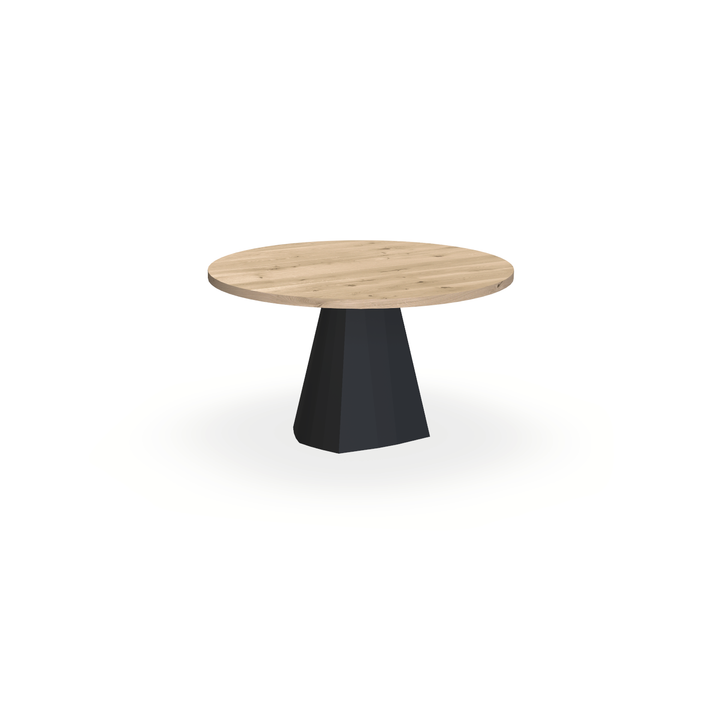 Eettafel Eiken Liqurien - Rond - Cone Onderstel Mat Zwart - {{ product.type }} - Kas20