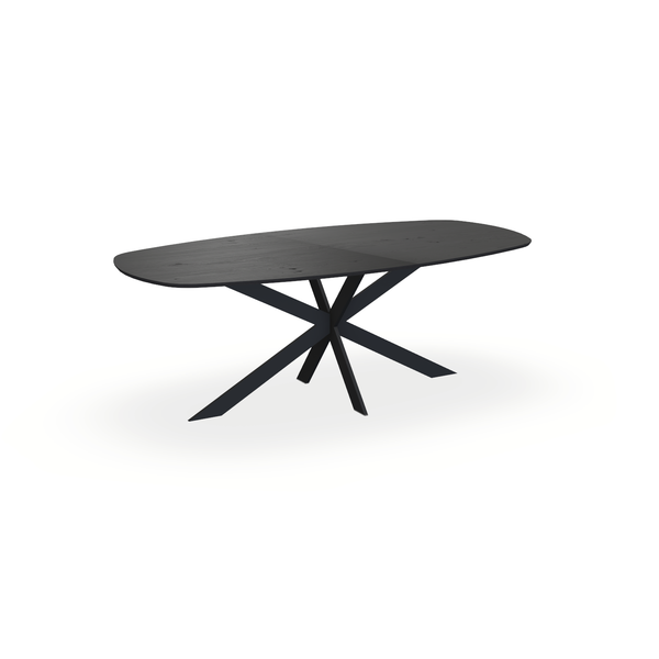 Eettafel Eiken Fineer Noesten Zwart - Ovaal Deens - Matrix Ultra Onderstel Mat Zwart - {{ product.type }} - Kas20