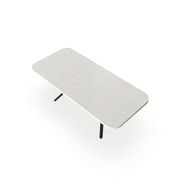 Eettafel Beton Beige - Recht Radius - Vv Poot Onderstel Mat Zwart - {{ product.type }} - Kas20