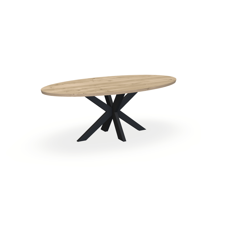 Eettafel Eiken Naturel - Ovaal - Matrix Dun Onderstel Mat Zwart - {{ product.type }} - Kas20