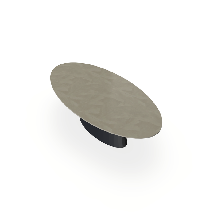 Eettafel Beton Leather Taupe - Ovaal - Sjors Onderstel Mat Zwart - {{ product.type }} - Kas20