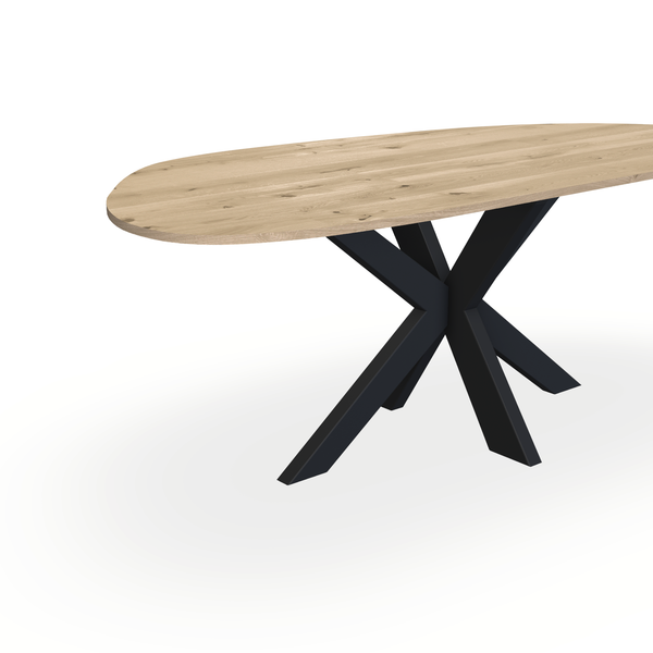 Eettafel Eiken Naturel - Organisch A - Matrix Dun Onderstel Mat Zwart - {{ product.type }} - Kas20