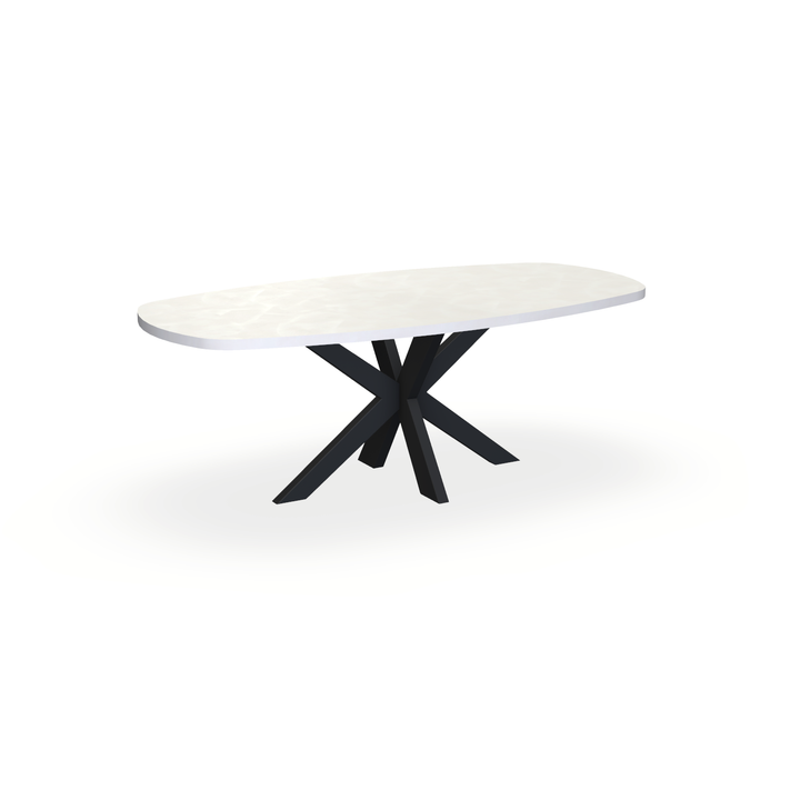 Eettafel Beton Beige - Ovaal Deens - Matrix Dun Onderstel Mat Zwart - {{ product.type }} - Kas20