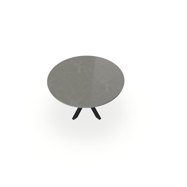 Eettafel Beton Concrete Grey - Rond - Kruispoot Dun Onderstel Mat Zwart - {{ product.type }} - Kas20