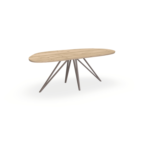 Eettafel Eiken Liqurien - Organisch A - Spin Onderstel Mat Lichtbruin - {{ product.type }} - Kas20