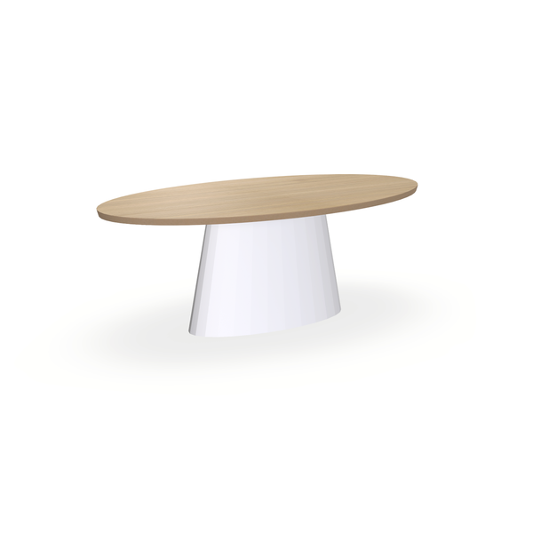 Eettafel Eiken Fineer Naturel - Ovaal - Sjors Onderstel Mat Wit - {{ product.type }} - Kas20