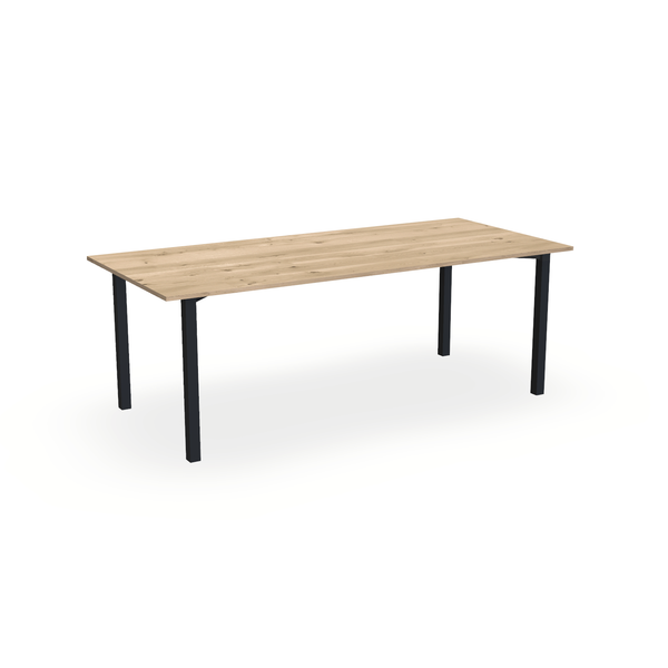 Eettafel Eiken Liqurien - Recht - Ace Onderstel Mat Zwart - {{ product.type }} - Kas20