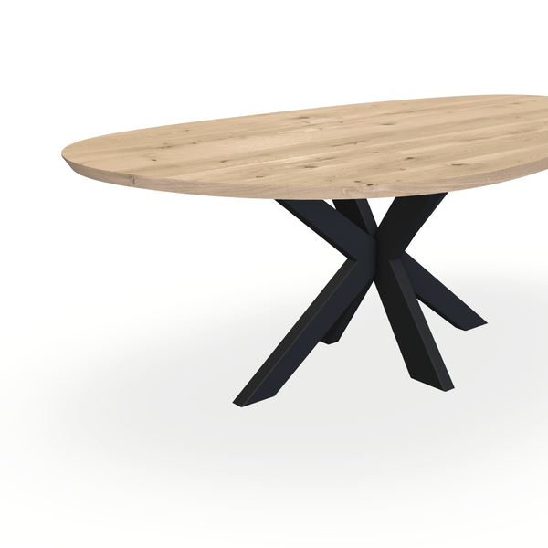 Eettafel Eiken Liqurien - Kiezel A - Matrix Dun Onderstel Mat Zwart - {{ product.type }} - Kas20