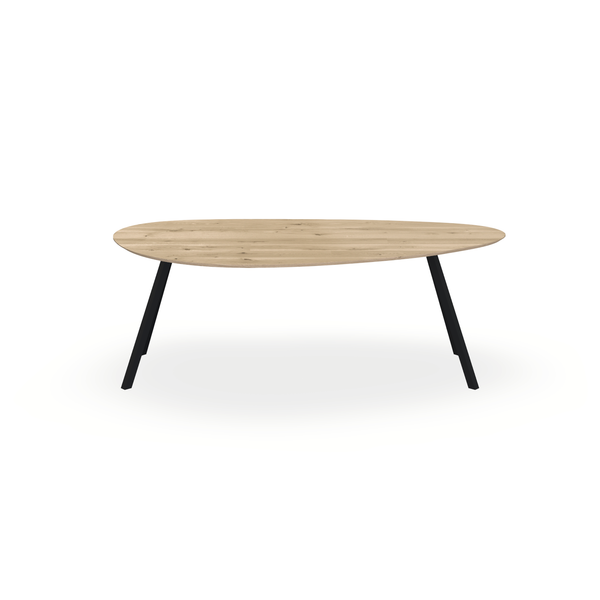 Eettafel Eiken Naturel - Kiezel A - I Schuin Onderstel Mat Zwart - {{ product.type }} - Kas20