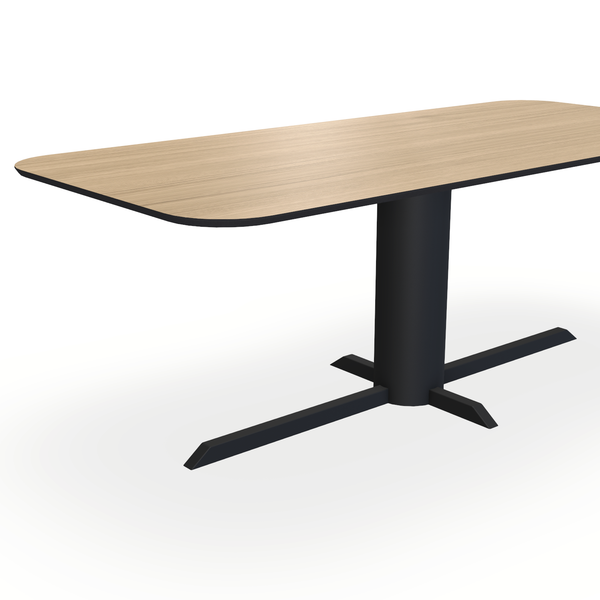 Eettafel Eiken Fineer Liqurien - Recht Radius - Ilona Onderstel Mat Zwart - {{ product.type }} - Kas20