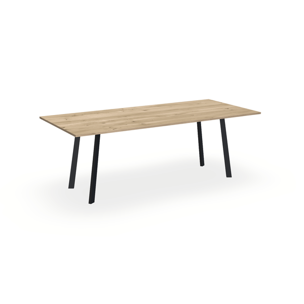 Eettafel Eiken Naturel - Recht - I Poot Onderstel Mat Zwart - {{ product.type }} - Kas20