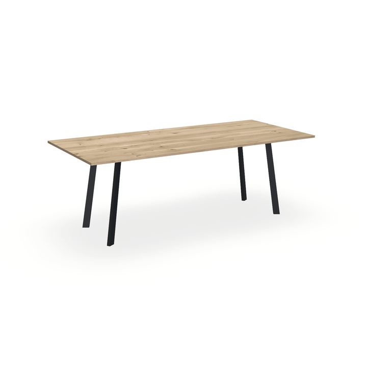 Eettafel Eiken Naturel - Recht - I Poot Onderstel Mat Zwart - {{ product.type }} - Kas20