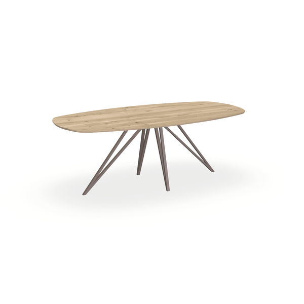 Eettafel Eiken Naturel - Ovaal Deens - Spin Onderstel Mat Lichtbruin - {{ product.type }} - Kas20