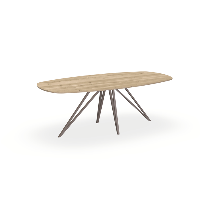 Eettafel Eiken Naturel - Ovaal Deens - Spin Onderstel Mat Lichtbruin - {{ product.type }} - Kas20