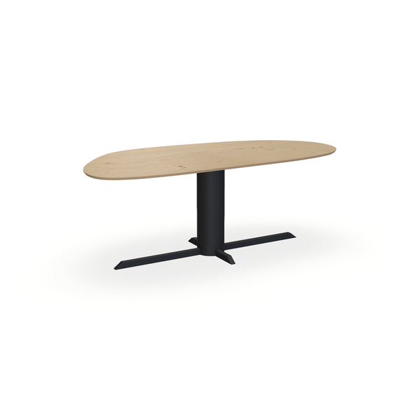 Eettafel Eiken Fineer Noesten Naturel - Organisch A - Ilona Onderstel Mat Zwart - {{ product.type }} - Kas20