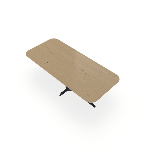 Eettafel Eiken Fineer Noesten Naturel - Recht Radius - Ilona Onderstel Mat Zwart - {{ product.type }} - Kas20