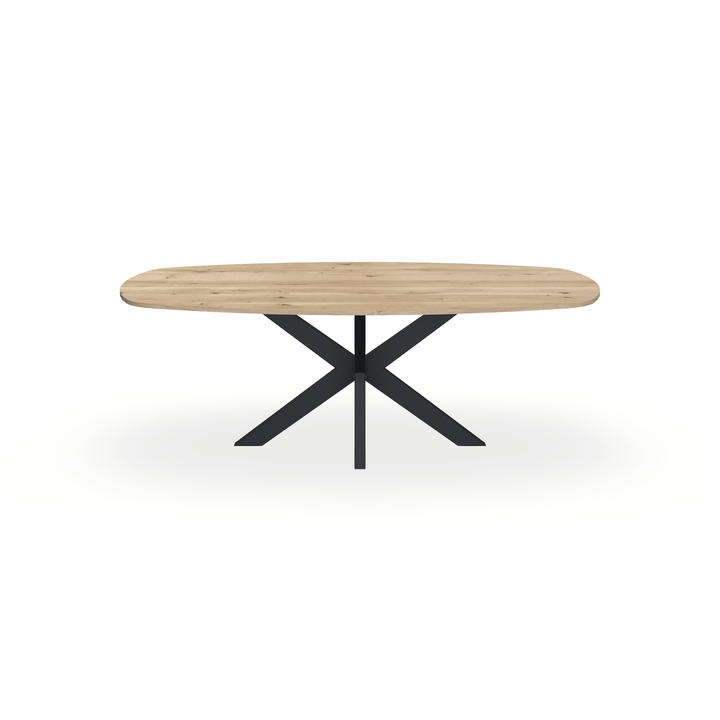 Eettafel Eiken Naturel - Ovaal Deens - Matrix Dun Onderstel Mat Zwart - {{ product.type }} - Kas20