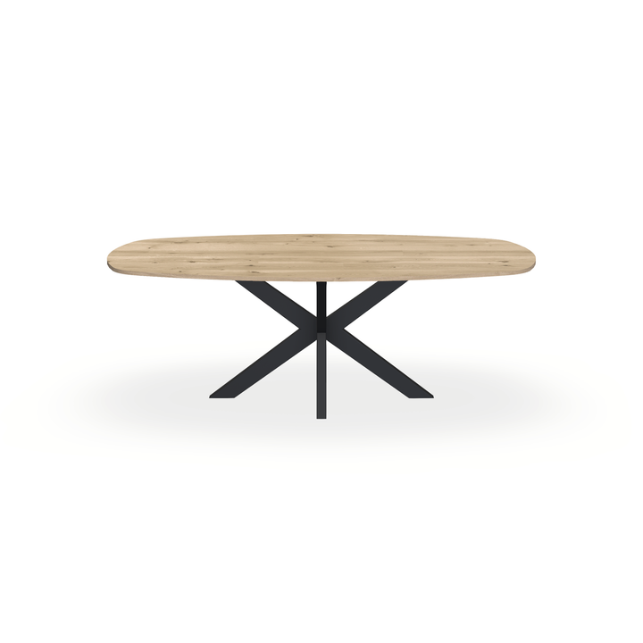 Eettafel Eiken Naturel - Ovaal Deens - Matrix Dun Onderstel Mat Zwart - {{ product.type }} - Kas20