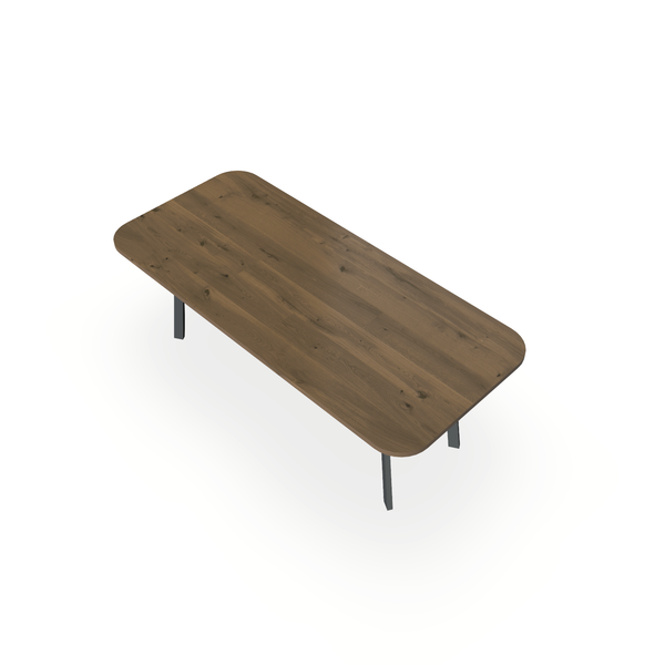 Eettafel Eiken Chocolate - Recht Radius - I Poot Onderstel Mat Antraciet - {{ product.type }} - Kas20