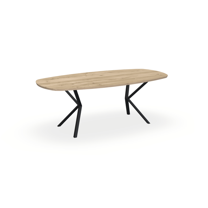 Eettafel Eiken Naturel - Ovaal Deens - Vv Poot Onderstel Mat Zwart - {{ product.type }} - Kas20