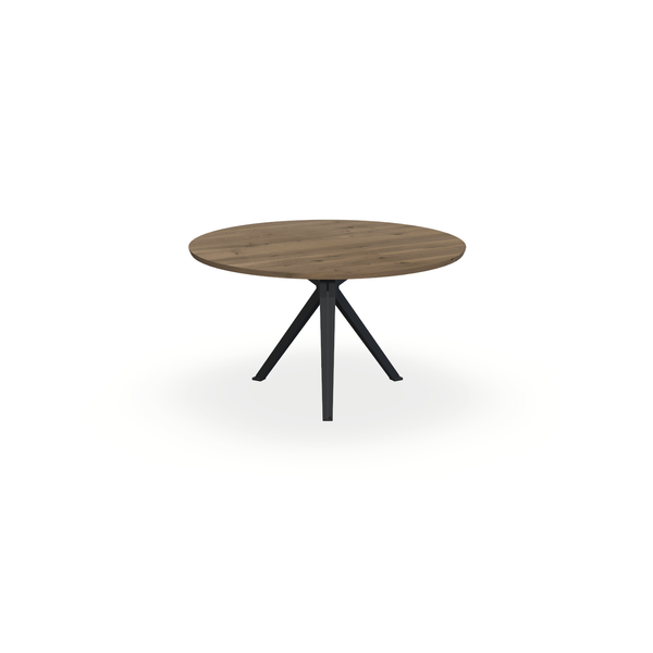 Eettafel Eiken Chocolate - Rond - Stella Onderstel Mat Zwart - {{ product.type }} - Kas20
