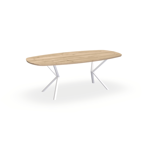Eettafel Eiken Liqurien - Ovaal Deens - Vv Poot Onderstel Mat Wit - {{ product.type }} - Kas20