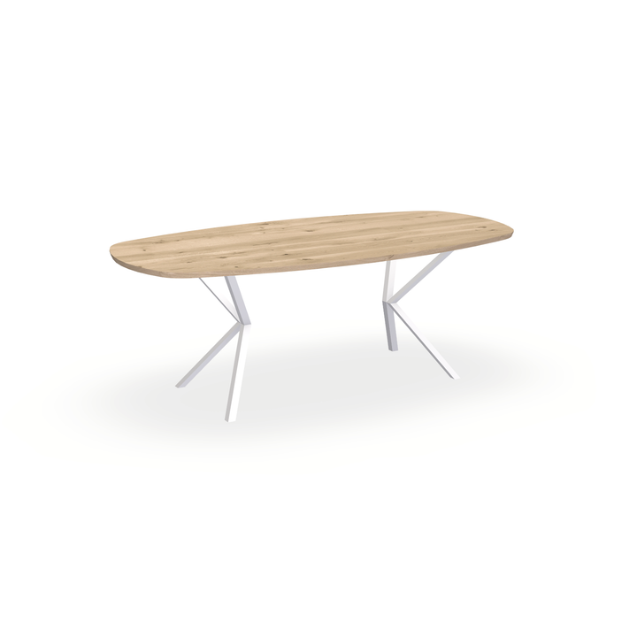 Eettafel Eiken Liqurien - Ovaal Deens - Vv Poot Onderstel Mat Wit - {{ product.type }} - Kas20