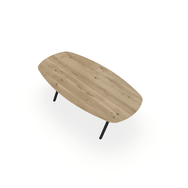 Eettafel Eiken Naturel - Ovaal Deens - Scissor Onderstel Mat Zwart - {{ product.type }} - Kas20