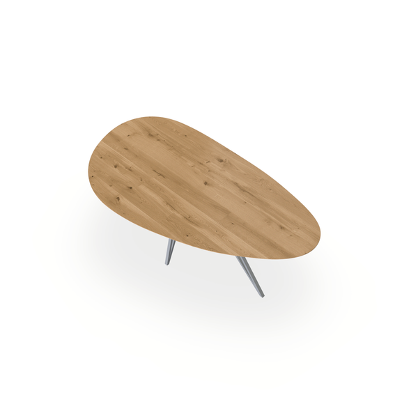 Eettafel Eiken Maurra - Kiezel A - Spin Onderstel Mat Zilver - {{ product.type }} - Kas20