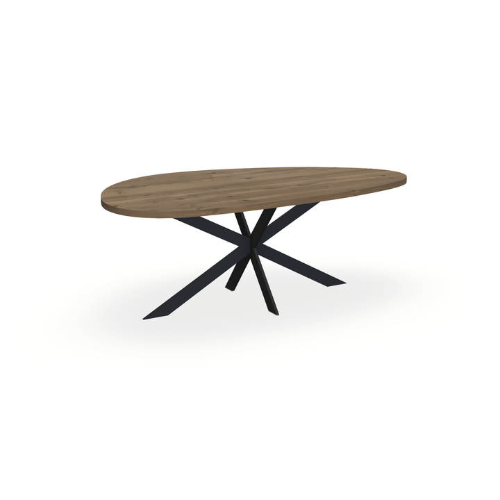 Eettafel Eiken Chocolate - Kiezel B - Matrix Ultra Onderstel Mat Zwart - {{ product.type }} - Kas20