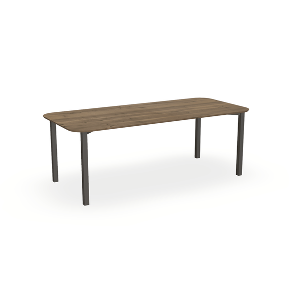 Eettafel Eiken Chocolate - Recht Radius - Ace Onderstel Mat Donkerbruin - {{ product.type }} - Kas20