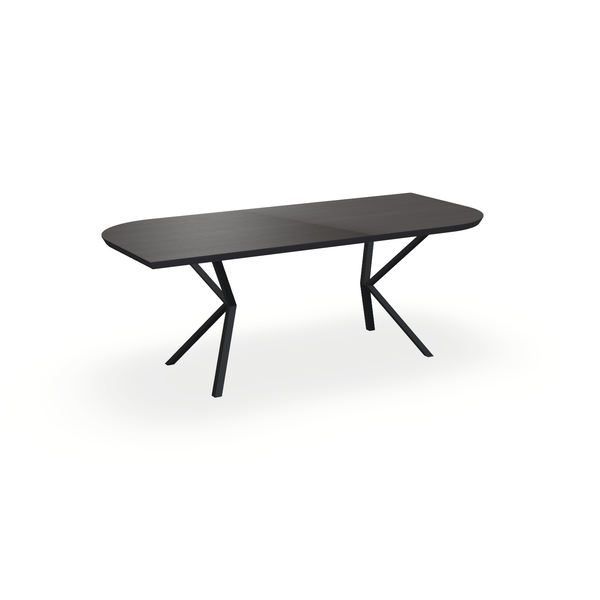 Eettafel Eiken Fineer Black Smoke In - Ovaal Punt - Vv Poot Onderstel Mat Zwart - {{ product.type }} - Kas20