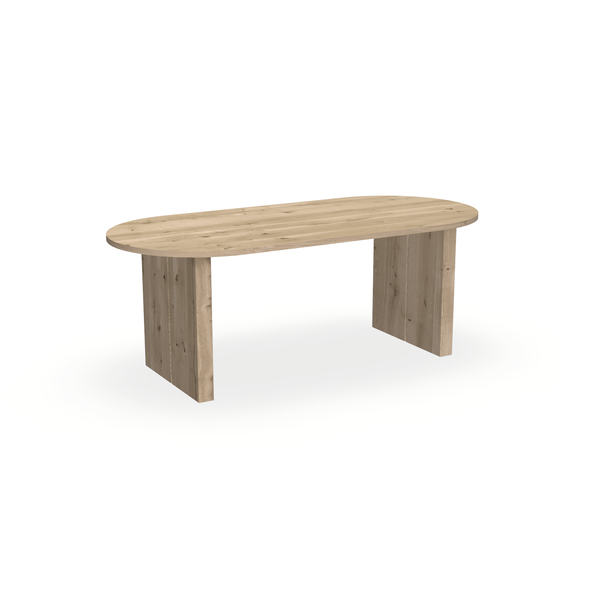 Eettafel Eiken Naturel - Ovaal Plat - Blok - {{ product.type }} - Kas20