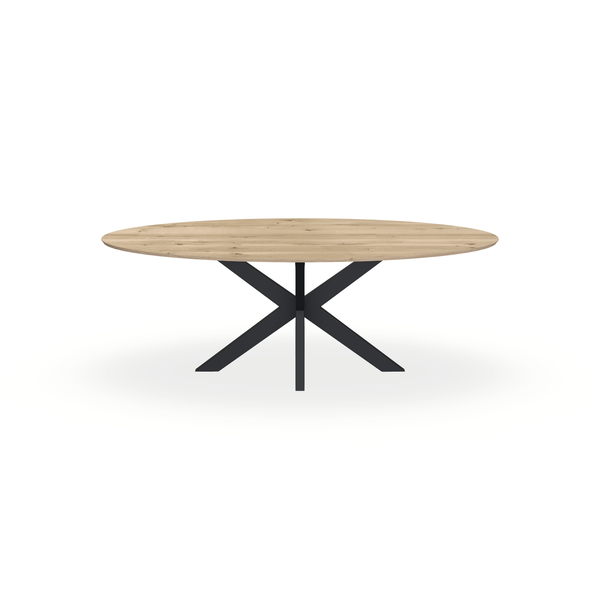 Eettafel Eiken Naturel - Ovaal - Matrix Dun Onderstel Mat Zwart - {{ product.type }} - Kas20