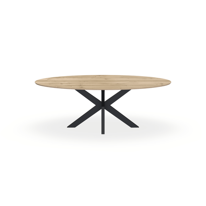 Eettafel Eiken Naturel - Ovaal - Matrix Dun Onderstel Mat Zwart - {{ product.type }} - Kas20