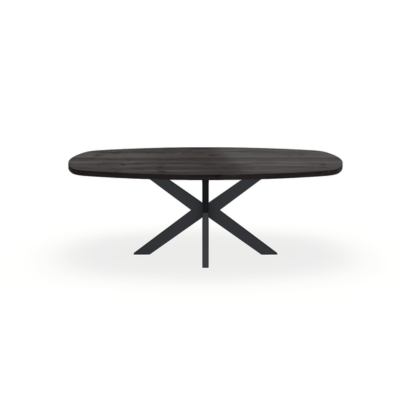 Eettafel Eiken Black Smoke In - Ovaal Deens - Matrix Dun Onderstel Mat Zwart - {{ product.type }} - Kas20