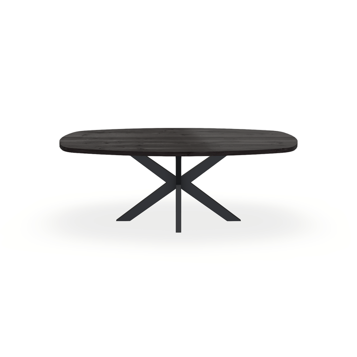 Eettafel Eiken Black Smoke In - Ovaal Deens - Matrix Dun Onderstel Mat Zwart - {{ product.type }} - Kas20