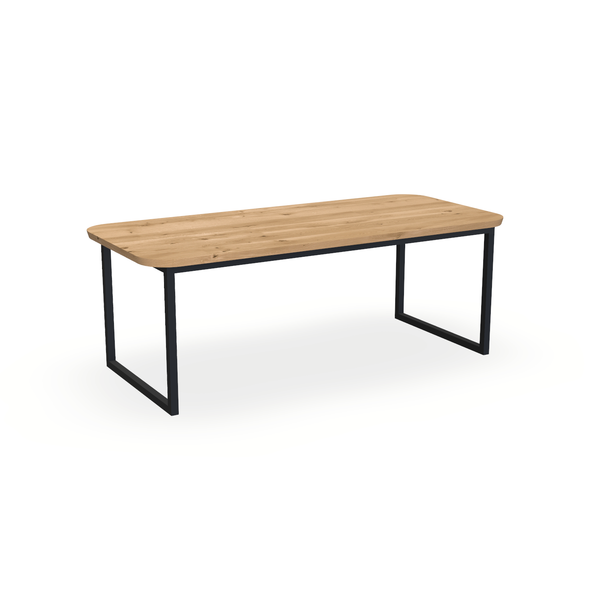 Eettafel Eiken Maurra - Recht Radius - Kubus Onderstel Mat Zwart - {{ product.type }} - Kas20