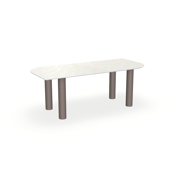 Eettafel Beton Beige - Ovaal Punt - Columbus Onderstel Mat Lichtbruin - {{ product.type }} - Kas20