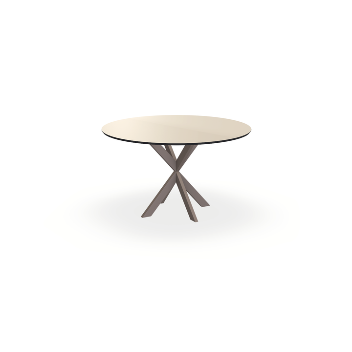 Eettafel Melamine Dune Beige - Rond - Kruispoot Ultra Onderstel Mat Lichtbruin - {{ product.type }} - Kas20
