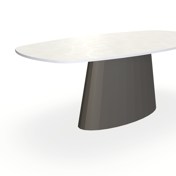 Eettafel Beton Beige - Ovaal Deens - Sjors Onderstel Mat Donkerbruin - {{ product.type }} - Kas20