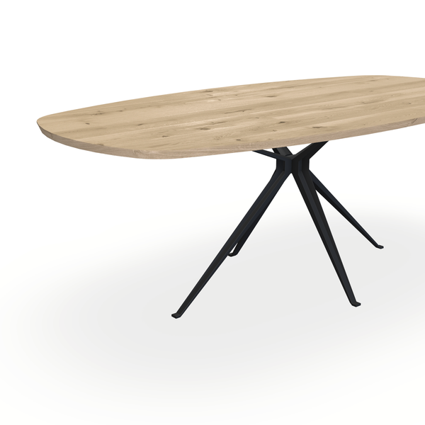 Eettafel Eiken Naturel - Ovaal Deens - Anna Onderstel Mat Zwart - {{ product.type }} - Kas20