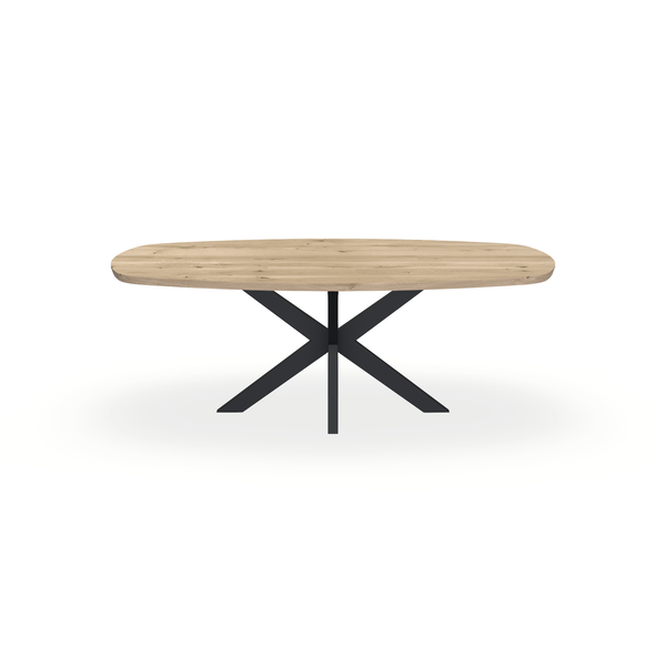 Eettafel Eiken Naturel - Ovaal Deens - Matrix Dun Onderstel Mat Zwart - {{ product.type }} - Kas20