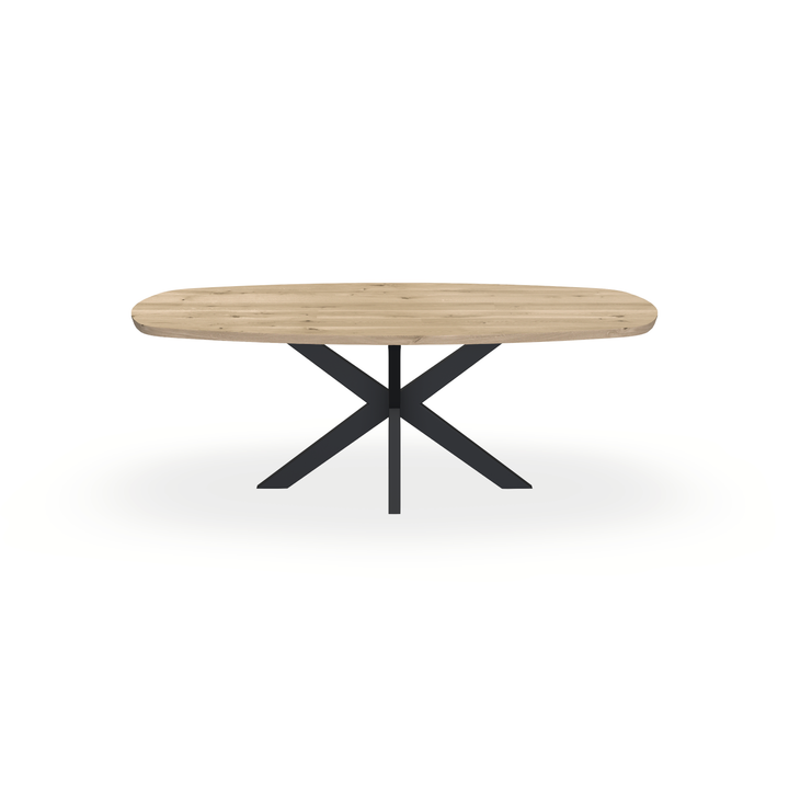 Eettafel Eiken Naturel - Ovaal Deens - Matrix Dun Onderstel Mat Zwart - {{ product.type }} - Kas20