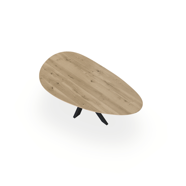 Eettafel Eiken Naturel - Kiezel A - Matrix Dun Onderstel Mat Zwart - {{ product.type }} - Kas20