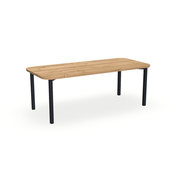 Eettafel Eiken Maurra - Recht Radius - Ace Onderstel Mat Zwart - {{ product.type }} - Kas20