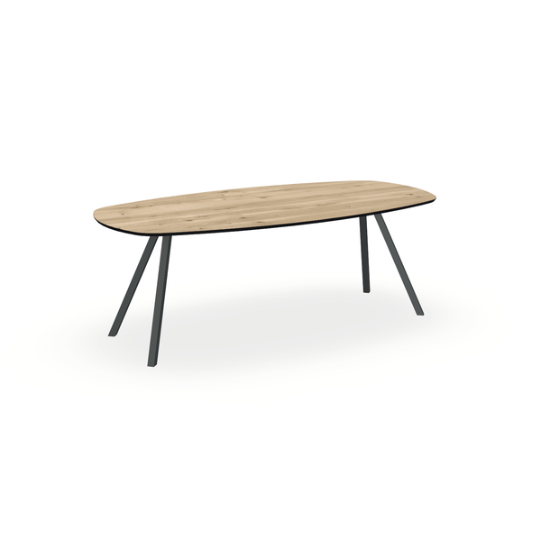 Eettafel Eiken Naturel - Ovaal Deens - I Schuin Onderstel Mat Antraciet - {{ product.type }} - Kas20