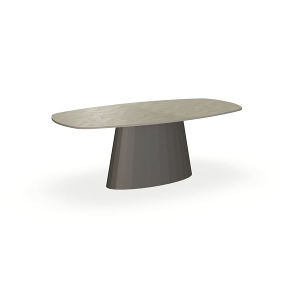 Eettafel Beton Leather Taupe - Ovaal Deens - Sjors Onderstel Mat Donkerbruin - {{ product.type }} - Kas20