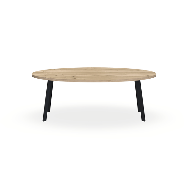 Eettafel Eiken Naturel - Ovaal - I Poot Onderstel Mat Zwart - {{ product.type }} - Kas20