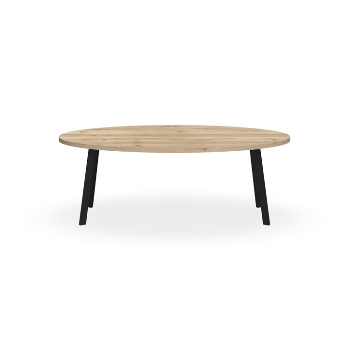 Eettafel Eiken Naturel - Ovaal - I Poot Onderstel Mat Zwart - {{ product.type }} - Kas20